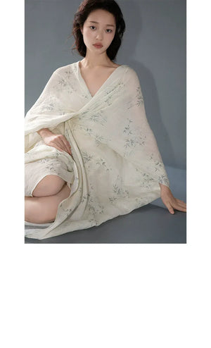 100% Ramie Modern Chinese Dress – Zen-Inspired Summer Travel Maxi with Relaxed Silhouette - Yandan_Hanfu