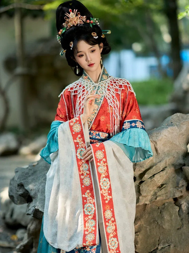 Cloud Silks – Traditional Hanfu Dress Inspired by Wei-Jin Era, Cross-Collar Revival for Women - Yandan_Hanfu