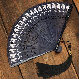 Folding fan female dance fan Hanfu Chinese style full bamboo fan - Yandan_Hanfu