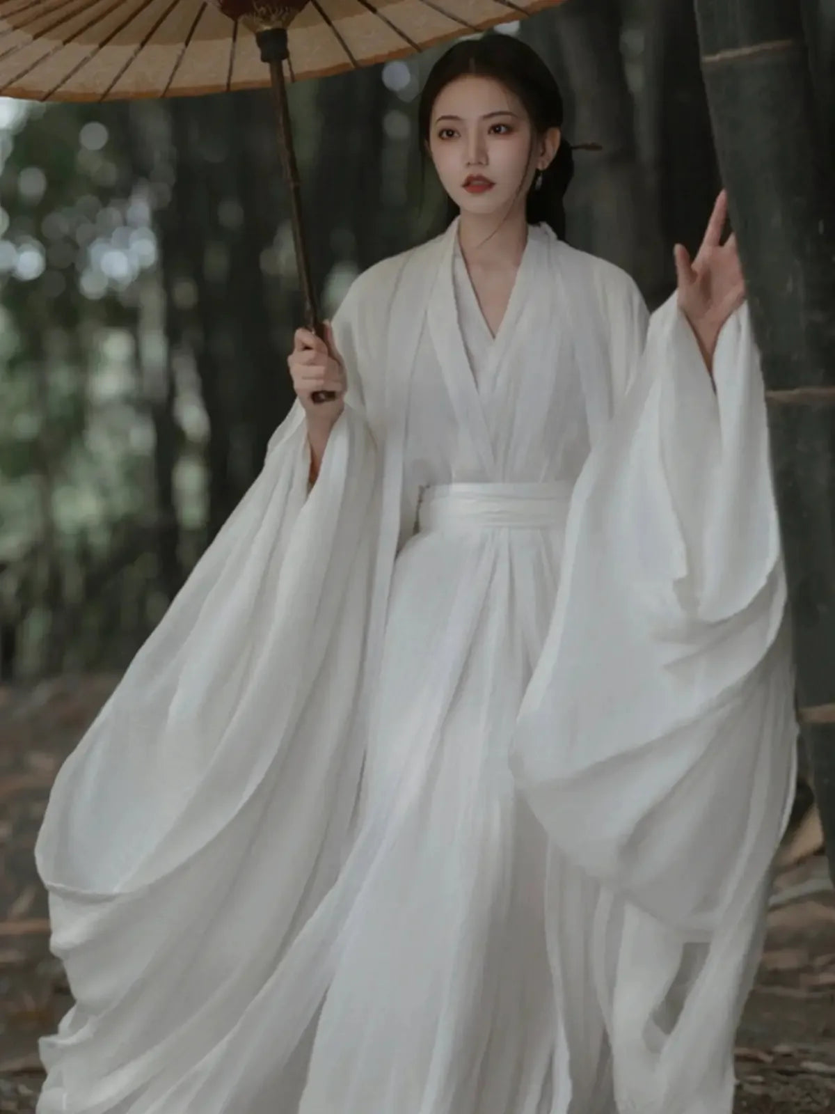 white fairy dress ELVEN kayame Organic Cotton Gauze, Bell Sleeves, Boho Maxi Gown Goddess Outfit perfect for festivals Current Mood Off The Shoulder