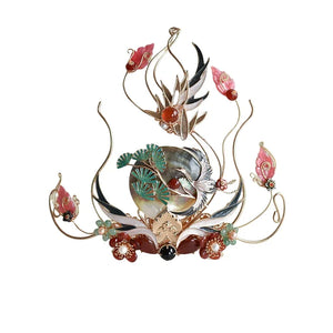 Graceful Crane Shadow – Hanfu Hair Jewelry Set with Crown & Hairpin Inspired by Chinese Symbolism - Yandan_Hanfu