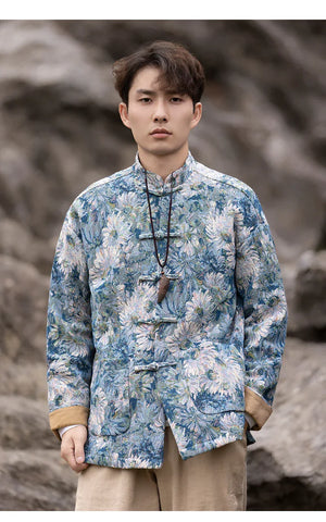 New Chinese Tang style men's button-up printed jacket - Yandan_Hanfu