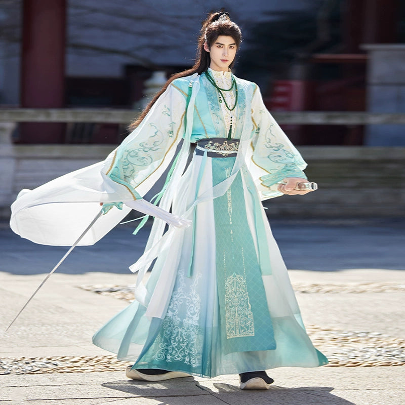 Junlin | Unisex Traditional Hanfu Set – Flowing Wide-Sleeve Xianxia-Inspired Outfit for Spring & Summer