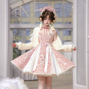 Chinese style pink lolita hanfu drunk fuchu Xiaoshan Qing Guofeng Han element dress - Yandan_Hanfu
