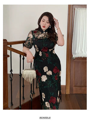 New China style embroidery lace plus size cheongsam/qipao skirt - Yandan_Hanfu