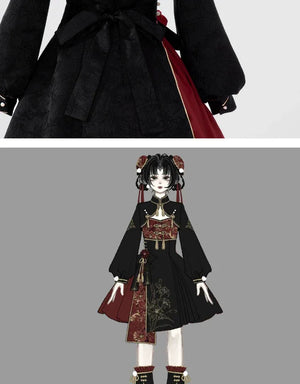 Lolita Chinese style cheongsam suspender skirt set - Yandan_Hanfu