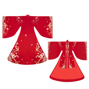 Authentic Tang-Style Bridal Hanfu – Custom Embroidered Red Gown with Flowing Grand Sleeves - Yandan_Hanfu