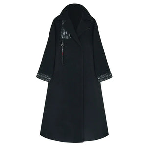 New Chinese woolen coat black woven silver men's and women's horse skirt jacket - Yandan_Hanfu