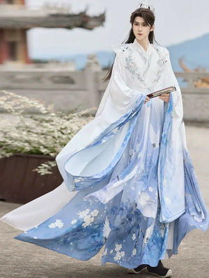 Pine & Crane – Unisex Modern Hanfu Cape | Elegant Ming-Style Cross-Collar Cloak for Spring & Autumn - Yandan_Hanfu