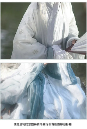 Ming Dao robe men's cotton and linen large-sleeved shirt cape snow bamboo spring and summer gradual change fairy Hanfu female national style - Yandan_Hanfu