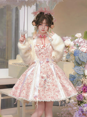 Chinese style pink lolita hanfu drunk fuchu Xiaoshan Qing Guofeng Han element dress - Yandan_Hanfu