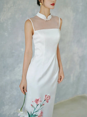 Eternal Union – White Embroidered Qipao | Chinese Wedding Reception & Engagement Dress - Yandan_Hanfu