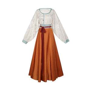 the Tang style is breathable, the silk neck, the round neck shirt, the ten broken skirts, the summer - Yandan_Hanfu