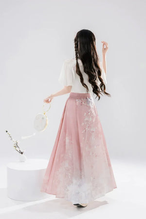 Modern Hanfu Summer Set – New Chinese Style Blouse with Horse-Face Skirt - Yandan_Hanfu