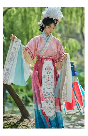 Cloud Silks – Traditional Hanfu Dress Inspired by Wei-Jin Era, Cross-Collar Revival for Women - Yandan_Hanfu
