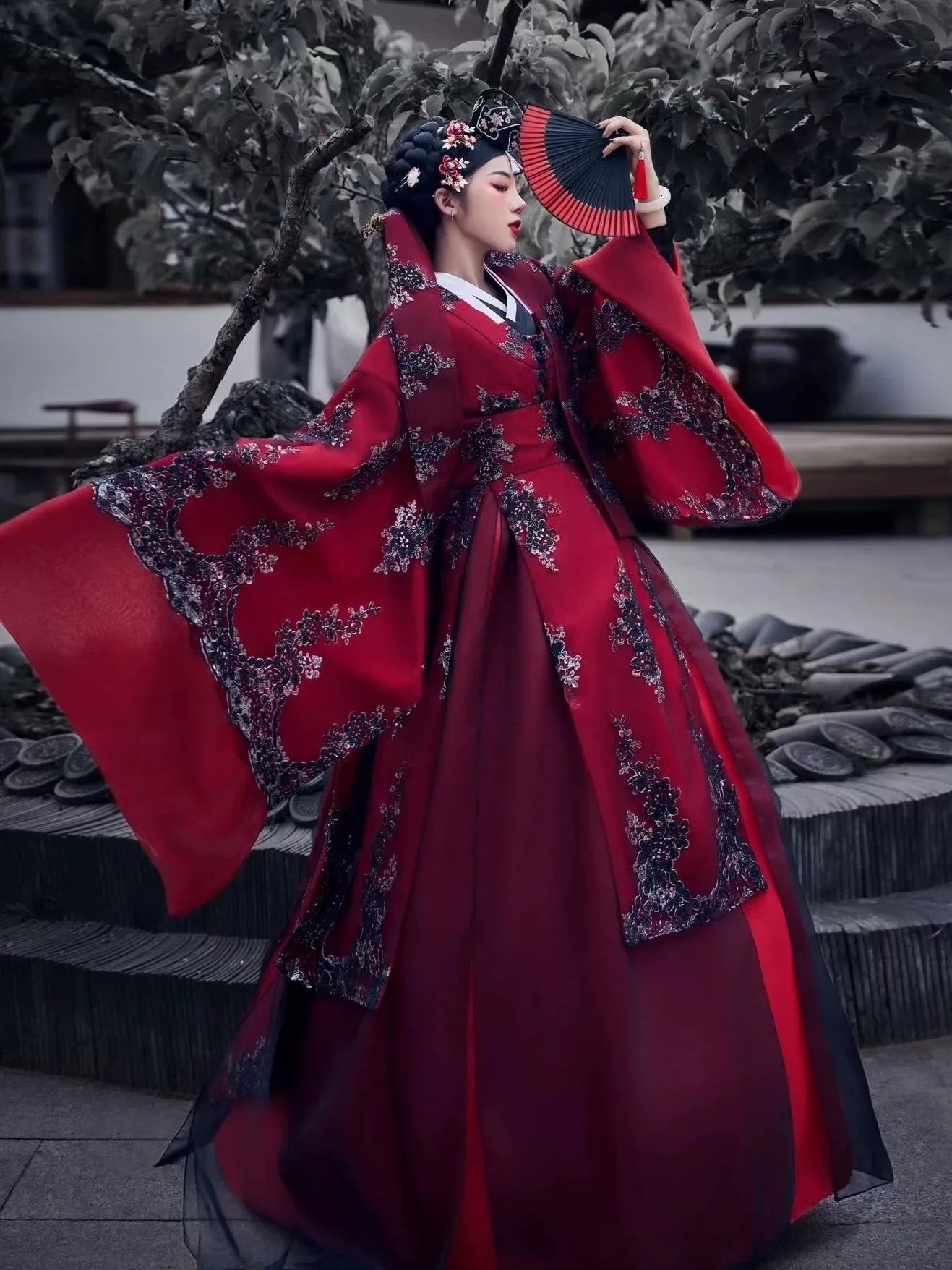 Red Princess Hanbok Wedding Dress – Traditional Korean Palace Style Bridal Gown for Event&Photoshoots - Yandan_Hanfu