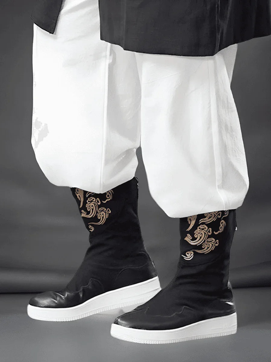 Men's shoes retro official boots auspicious cloud embroidery - Yandan_Hanfu
