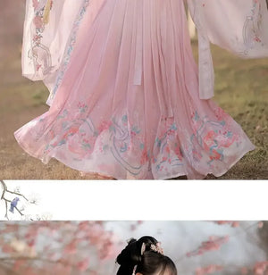 Song Dynasty Han pink Clothing Fairy Elegant Chinese Style Xiachu Ancient Clothing Spring and Autumn - Yandan_Hanfu