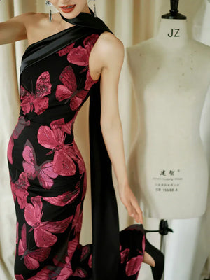 "Shadow" fishtail streamer robe knot bride engagement annual party dress - Yandan_Hanfu