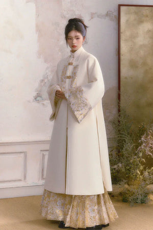 New Chinese style double-sided cashmere collar sweater with square collar, red coat coat, autumn and winter dress - Yandan_Hanfu