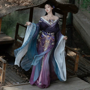 GU – Exotic Hanfu-Inspired Gradient Embroidered Bustier Set for Spring & Summer - Yandan_Hanfu