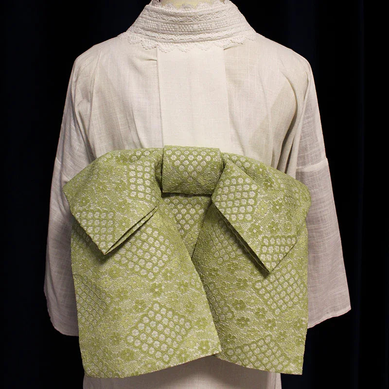 Kimono waist seal styling bow, high-grade green lace composite waist seal - Yandan_Hanfu