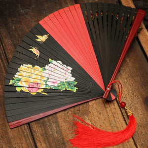 Folding fan female dance fan Hanfu Chinese style full bamboo fan - Yandan_Hanfu