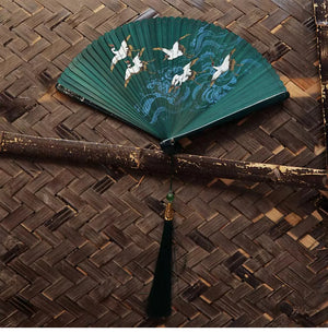 Folding fan female dance fan Hanfu Chinese style full bamboo fan - Yandan_Hanfu