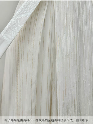 【Radiance of the Dragon】 White Hanfu Ensemble with Cross-Collar, Clouded Shoulders & Embroidered Seal men Unisex - Yandan_Hanfu