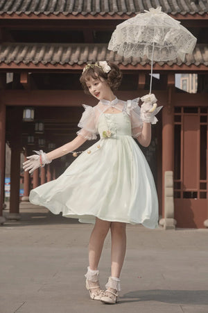 Chinese style green lolita hanfu wind lily sweet girl han element green dress - Yandan_Hanfu