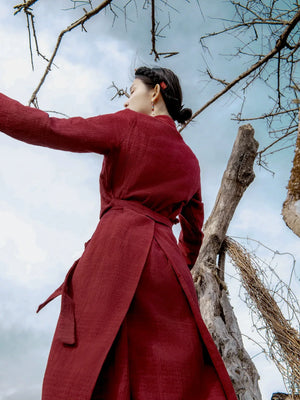“Red Grace” – Tibetan-Inspired New Chinese Dress | Elegant Red Himalayan Style - Yandan_Hanfu