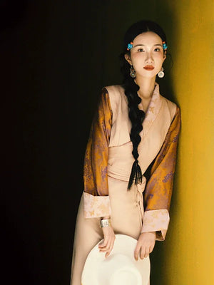 “Qingyao” Poetic Orient Dress — Elegant Chinese Aesthetic Tibet-Inspired Long Gown - Yandan_Hanfu