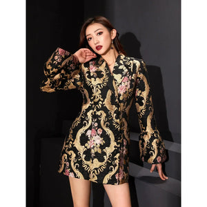 Jacquard dress Cheongsam blazer - Yandan_Hanfu