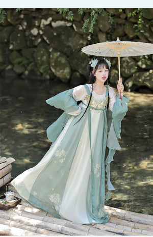 Discover green Traditional hanfu for women with elegant hanfu sleeves, intricate hanfu patterns, and layered designs. Perfect for princess hanfu dress, fairy hanfu dress, sexy hanfu, or hanfu cosplay. Pair with a hanfu skirt, hanfu coat, or dark green hanfu jacket. For men, shop modern hanfu male robes inspired by Tang Dynasty hanfu. Visit our hanfu shop for the best hanfu for sale.