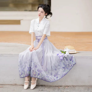 Purple Hanfu Han Element Cotton Short Shirt Horse Face Hanfu Female - Yandan_Hanfu