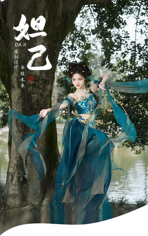 Blue Hanfu women's Dress exotic style Butterfly Cosplay - Yandan_Hanfu