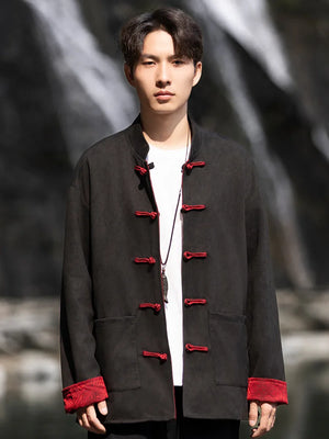New China style can be worn on both sides, button-down top jacket Tang suit men - Yandan_Hanfu