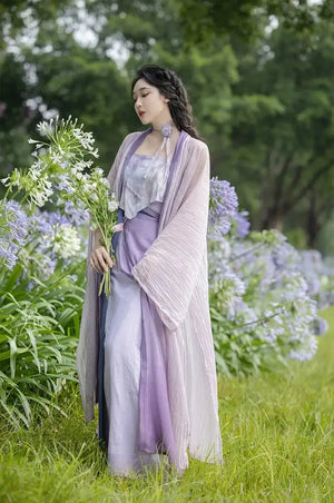 Monet Garden Pink Purple Oil Painting Sense Song Dress - Yandan_Hanfu