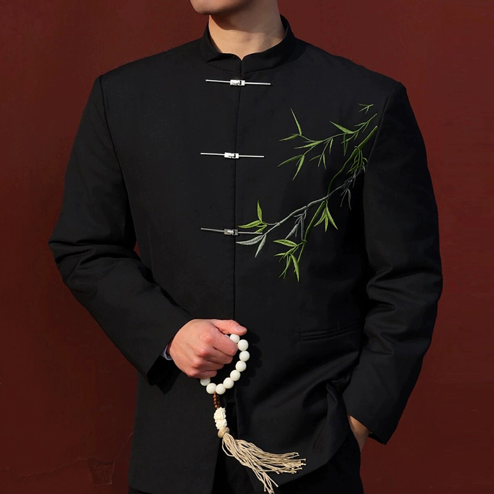 Neu Chinesischen stil Zhongshan anzug Cuizhu schnalle stand-up kragen blazer