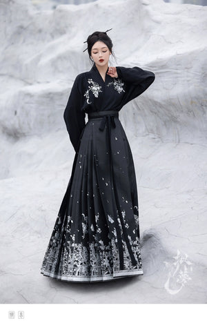 Original imitation luodian horse face skirt, new Chinese style, daily work, improved short-sleeved Hanfu summer - Yandan_Hanfu