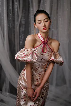 "Huanmei" red cheongsam bride wedding dress toast dress engagement - Yandan_Hanfu