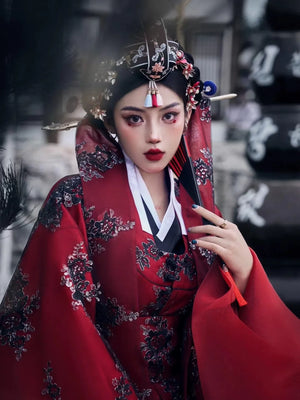 Red Princess Hanbok Wedding Dress – Traditional Korean Palace Style Bridal Gown for Event&Photoshoots - Yandan_Hanfu