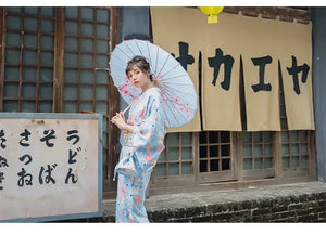 Light blue flower, cute girly style kimono yukata, gentle Japanese modified women's kimono dress - Yandan_Hanfu