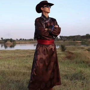 Black Mongolian-Inspired Robe for Men | Modern Ethnic Daily Wear - Yandan_Hanfu