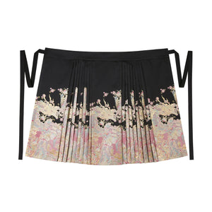 Spring Mountain Dragon – New Chinese Style Hanfu Set | Brocade Ma Mian Skirt with Embroidered Cape and Floral Gold Weave - Yandan_Hanfu