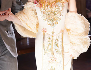 Elegant Toast Dress – Modern Chinese Gown with Exquisite Embroidery for Engagement & Gala Events - Yandan_Hanfu