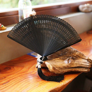 Folding fan female dance fan Hanfu Chinese style full bamboo fan - Yandan_Hanfu