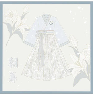 Lolita Daily Blue&Pink Modern Hanfu Women's Chinese Style Dress Lace Dress - Yandan_Hanfu