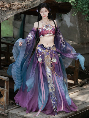 GU – Exotic Hanfu-Inspired Gradient Embroidered Bustier Set for Spring & Summer
