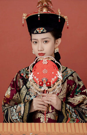 如意 | Bridal fan Chinese wedding bouquet - Yandan_Hanfu